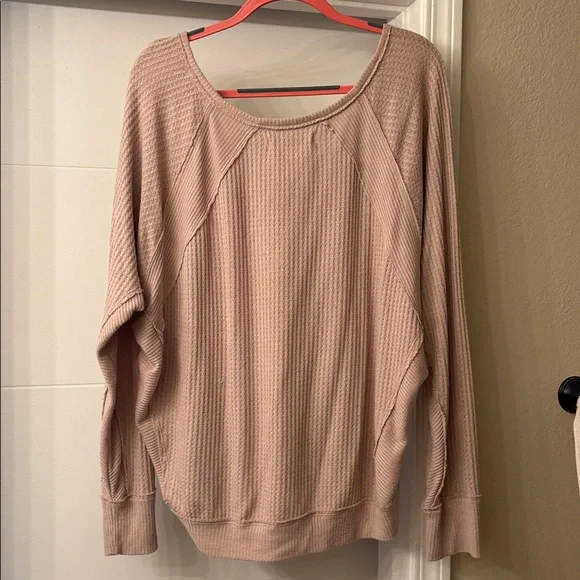 We The Free Taupe Waffle Knit Top - Picture 3 of 4